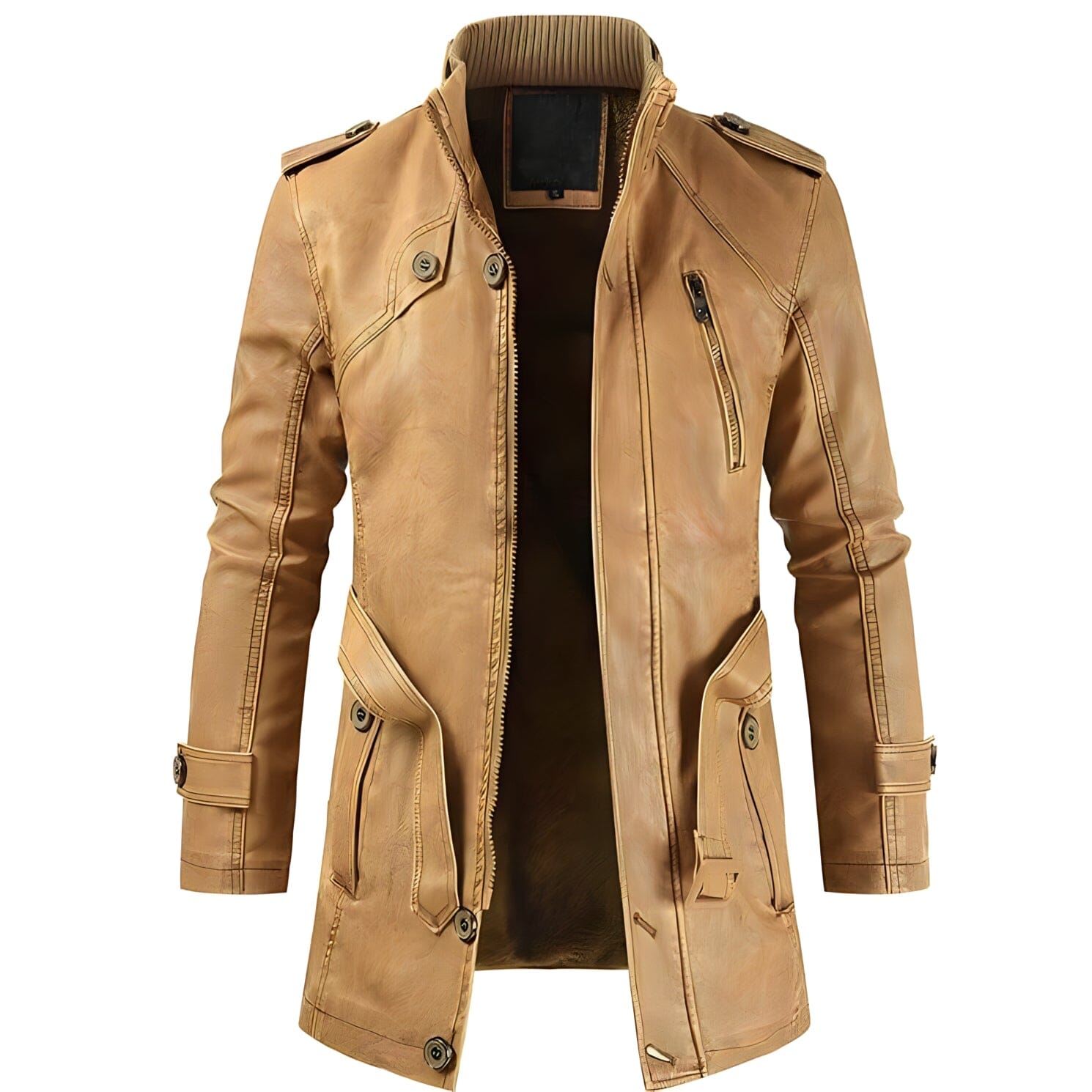 The Orion Faux Leather Jacket - Multiple Colors Shop5798684 Store Khaki XS 