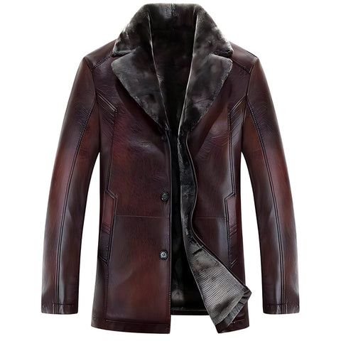 The Luka Faux Leather Fur Jacket - Multiple Colors Well Worn Brown XS 