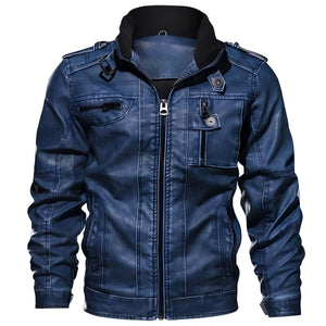 The Captain Faux Leather Aviator Jacket - Multiple Colors Shop5798684 Store Blue S 