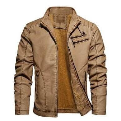 The Navigator Faux Leather Jacket - Multiple Colors Wholesale HID Khaki S 
